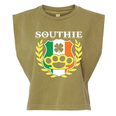 Southie Brass Knuckle Irish Flag St Patricks Day Cool Pun Gift Garment-Dyed Women's Muscle Tee