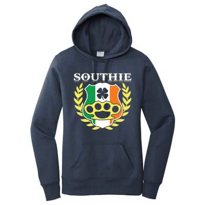 Southie Brass Knuckle Irish Flag St Patricks Day Cool Pun Gift Women's Pullover Hoodie