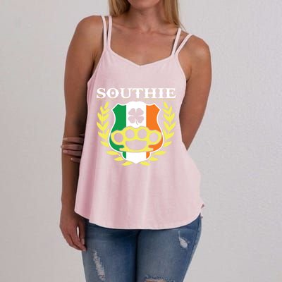 Southie Brass Knuckle Irish Flag St Patricks Day Cool Pun Gift Women's Strappy Tank