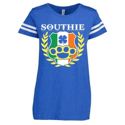 Southie Brass Knuckle Irish Flag St Patricks Day Cool Pun Gift Enza Ladies Jersey Football T-Shirt