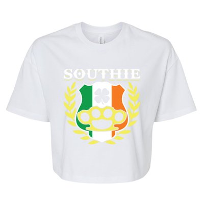 Southie Brass Knuckle Irish Flag St Patricks Day Cool Pun Gift Bella+Canvas Jersey Crop Tee