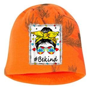 Sunflower Be kind girl Shirt - Autism Awareness Messy Bun Kati - Camo Knit Beanie