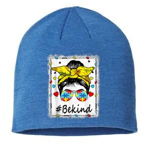 Sunflower Be kind girl Shirt - Autism Awareness Messy Bun Sustainable Beanie