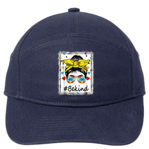 Sunflower Be kind girl Shirt - Autism Awareness Messy Bun 7-Panel Snapback Hat