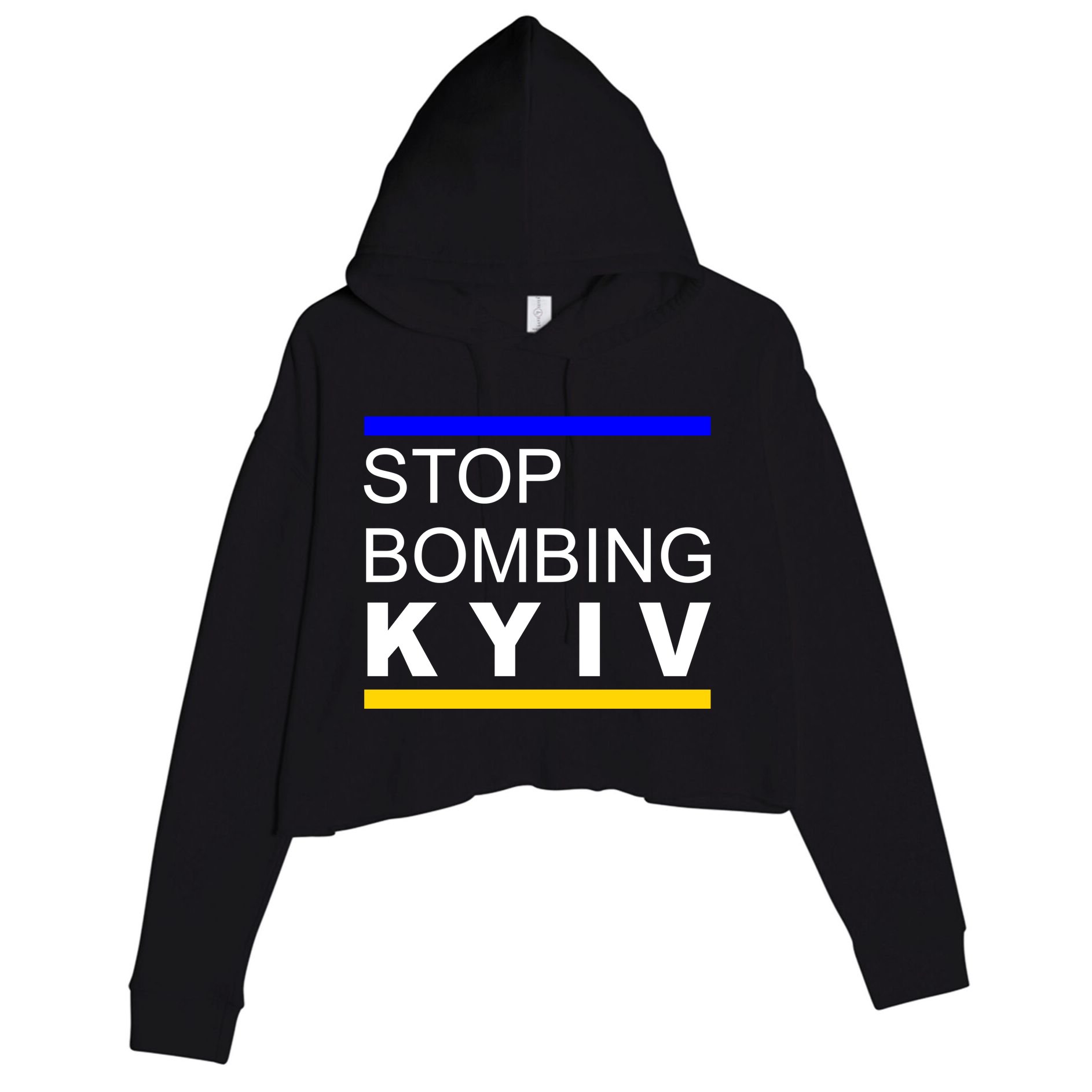 Stop Bombing Kyiv Support Ukraine Crop Fleece Hoodie