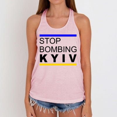 Stop Bombing Kyiv Support Ukraine Women's Knotted Racerback Tank