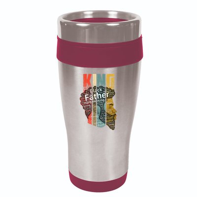 Strong Black King African American Natural Afro 16oz Travel Tumbler