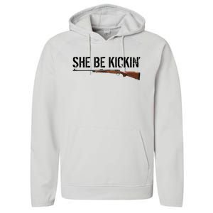 She Be Kickin Guns Saying Cool Hot Women Lady Performance Fleece Hoodie