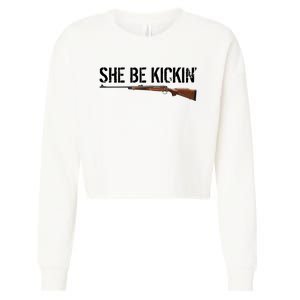 She Be Kickin Guns Saying Cool Hot Women Lady Cropped Pullover Crew