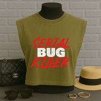 Serial Bug Killer Exterminator Pest Control Technician Garment-Dyed Women's Muscle Tee