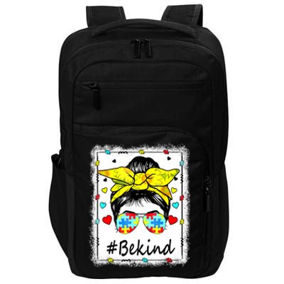 Sunflower Be Kind Autism Awareness Messy Bun Impact Tech Backpack