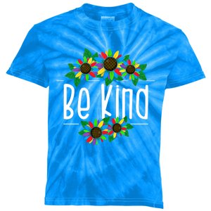 Sunflower Be Kind Autism Awareness Kindness Gift Kids Tie-Dye T-Shirt