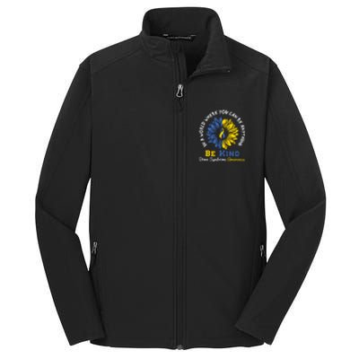 Sunflower Be Kind Down Syndrome Awareness Gift Core Soft Shell Jacket