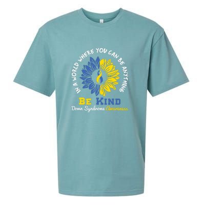 Sunflower Be Kind Down Syndrome Awareness Gift Sueded Cloud Jersey T-Shirt