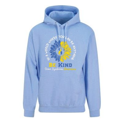 Sunflower Be Kind Down Syndrome Awareness Gift Unisex Surf Hoodie