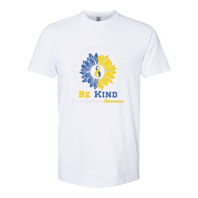 Sunflower Be Kind Down Syndrome Awareness Gift Softstyle CVC T-Shirt