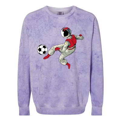 Soccer Ball Kick Astronaut Spaceman Cool Sports Lovers Gift Colorblast Crewneck Sweatshirt