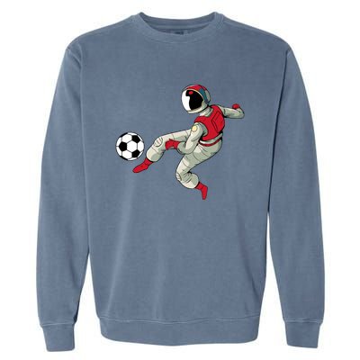 Soccer Ball Kick Astronaut Spaceman Cool Sports Lovers Gift Garment-Dyed Sweatshirt