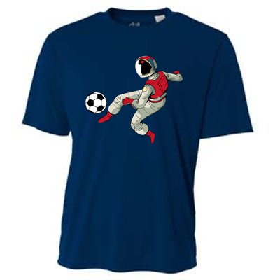 Soccer Ball Kick Astronaut Spaceman Cool Sports Lovers Gift Cooling Performance Crew T-Shirt