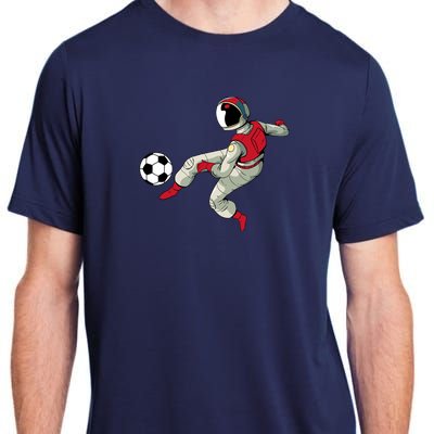 Soccer Ball Kick Astronaut Spaceman Cool Sports Lovers Gift Adult ChromaSoft Performance T-Shirt