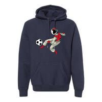 Soccer Ball Kick Astronaut Spaceman Cool Sports Lovers Gift Premium Hoodie