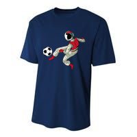 Soccer Ball Kick Astronaut Spaceman Cool Sports Lovers Gift Performance Sprint T-Shirt