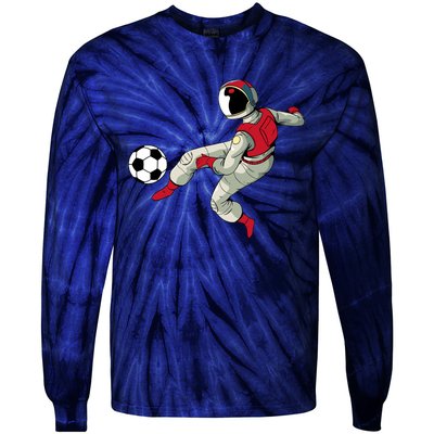 Soccer Ball Kick Astronaut Spaceman Cool Sports Lovers Gift Tie-Dye Long Sleeve Shirt