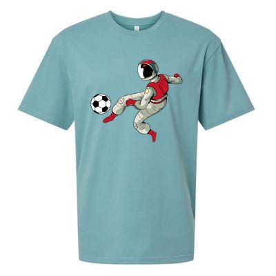 Soccer Ball Kick Astronaut Spaceman Cool Sports Lovers Gift Sueded Cloud Jersey T-Shirt