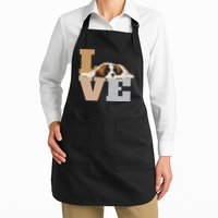 St Bernard Lazy Puppy Dog Slobbers On Word Love Full-Length Apron With Pockets