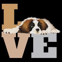St Bernard Lazy Puppy Dog Slobbers On Word Love Full-Length Apron With Pockets