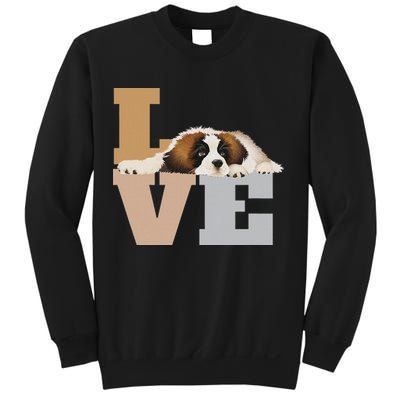 St Bernard Lazy Puppy Dog Slobbers On Word Love Sweatshirt