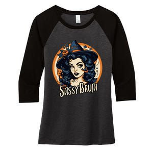 Sassy Bruja Latina Mexican Halloween Witch Women's Tri-Blend 3/4-Sleeve Raglan Shirt