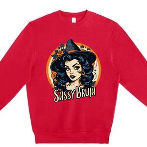 Sassy Bruja Latina Mexican Halloween Witch Premium Crewneck Sweatshirt