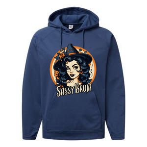 Sassy Bruja Latina Mexican Halloween Witch Performance Fleece Hoodie