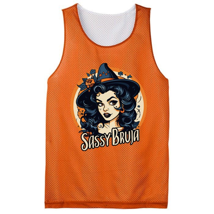 Sassy Bruja Latina Mexican Halloween Witch Mesh Reversible Basketball Jersey Tank