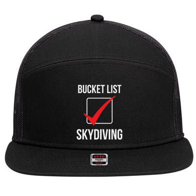 Skydiving Bucket List Check Skydiver Parachute Plane Jump 7 Panel Mesh Trucker Snapback Hat