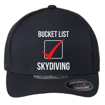Skydiving Bucket List Check Skydiver Parachute Plane Jump Flexfit Unipanel Trucker Cap