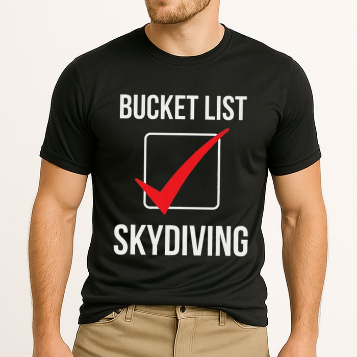 Skydiving Bucket List Check Skydiver Parachute Plane Jump Performance Shirt