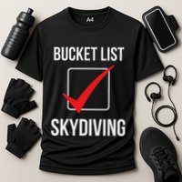 Skydiving Bucket List Check Skydiver Parachute Plane Jump Performance Shirt