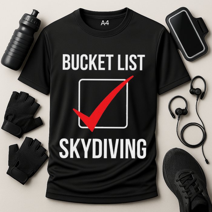Skydiving Bucket List Check Skydiver Parachute Plane Jump Performance Shirt