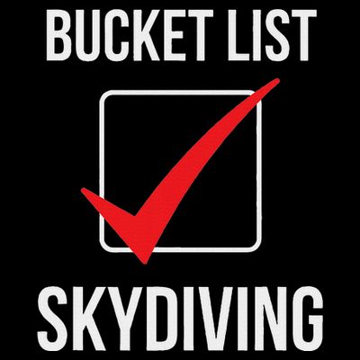 Skydiving Bucket List Check Skydiver Parachute Plane Jump T-Shirt