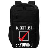 Skydiving Bucket List Check Skydiver Parachute Plane Jump Impact Tech Backpack