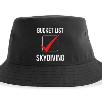 Skydiving Bucket List Check Skydiver Parachute Plane Jump Sustainable Bucket Hat