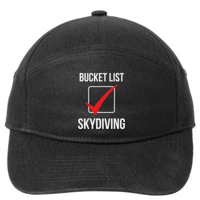 Skydiving Bucket List Check Skydiver Parachute Plane Jump 7-Panel Snapback Hat