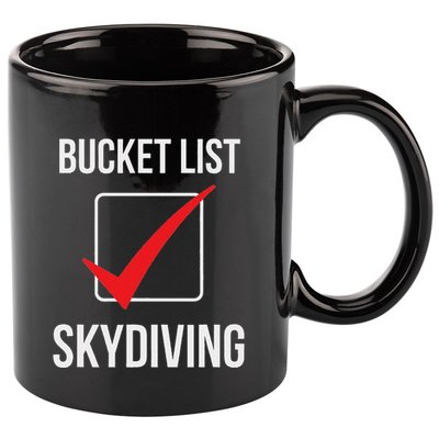 Skydiving Bucket List Check Skydiver Parachute Plane Jump 11oz C Handle Ceramic Mug