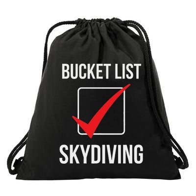 Skydiving Bucket List Check Skydiver Parachute Plane Jump Drawstring Bag
