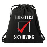 Skydiving Bucket List Check Skydiver Parachute Plane Jump Drawstring Bag