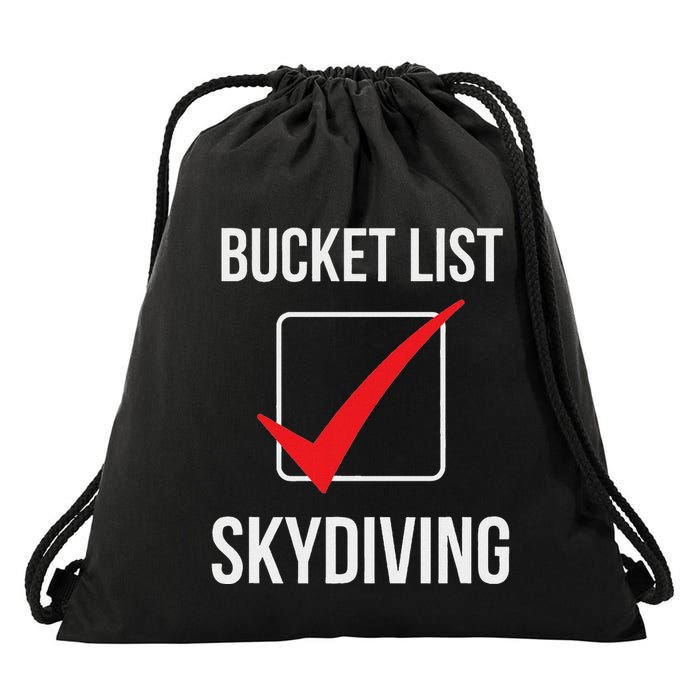 Skydiving Bucket List Check Skydiver Parachute Plane Jump Drawstring Bag