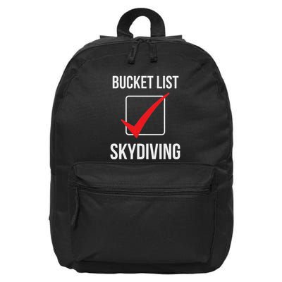 Skydiving Bucket List Check Skydiver Parachute Plane Jump 16 in Basic Backpack
