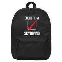 Skydiving Bucket List Check Skydiver Parachute Plane Jump 16 in Basic Backpack